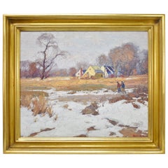 Oil on Canvas by George Renouard "Landscape with Hunters"