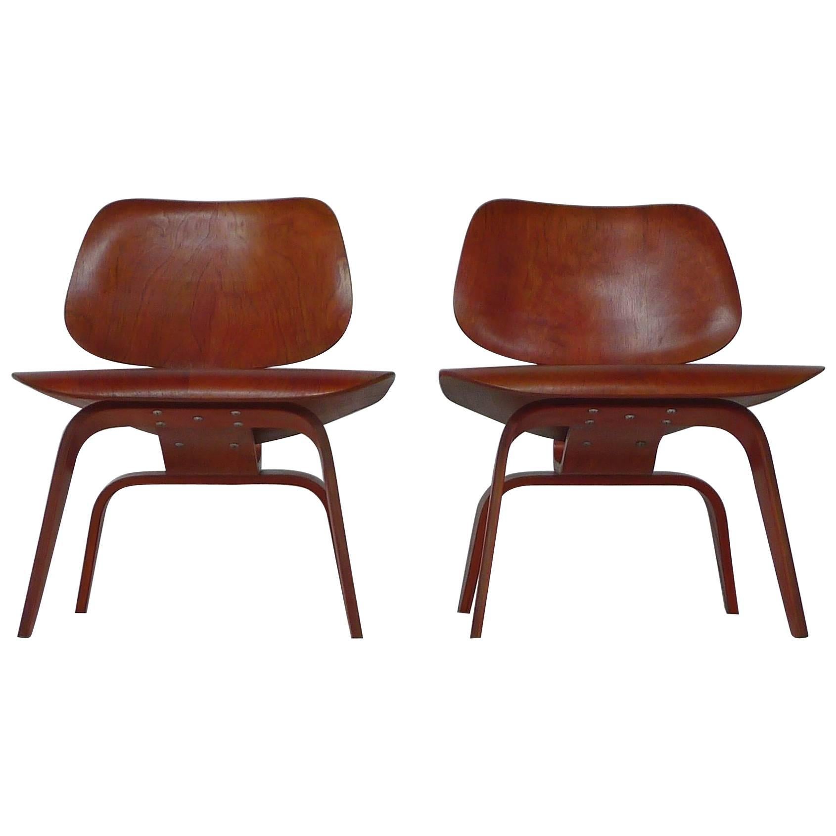 Eames Pair of Red LCW's with Evans Labels