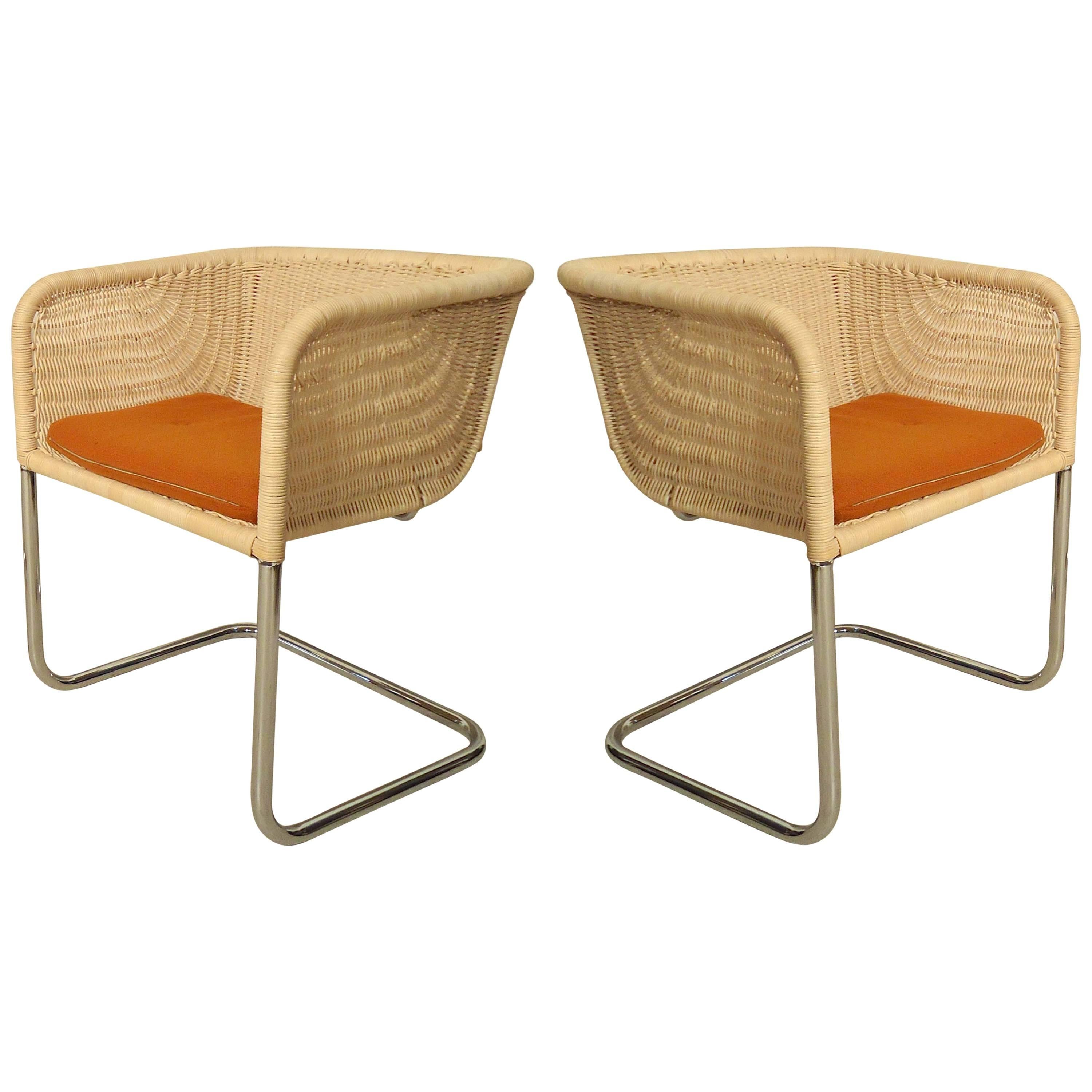 Preben Fabricius and Jorgen Kastholm Mid-Century Style Wicker Chairs