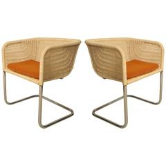 Vintage Preben Fabricius and Jorgen Kastholm Mid-Century Style Wicker Chairs