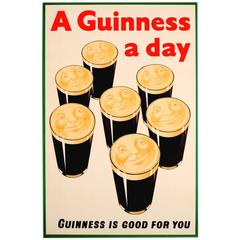 Original Vintage Advertising Poster: A Guinness A Day - Guinness Is Good For You