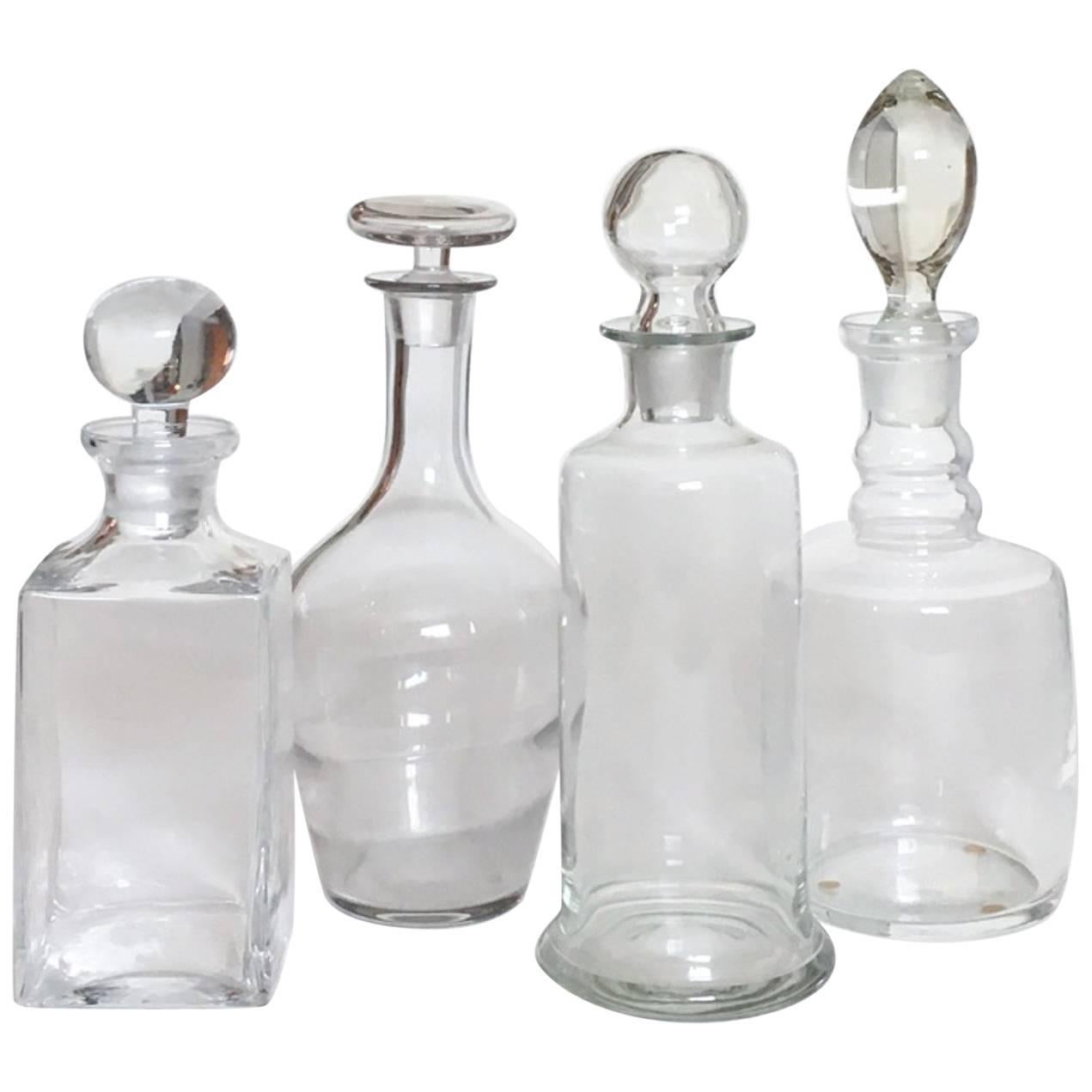19th Century Blown Glass Decanter Collection, Set of Four