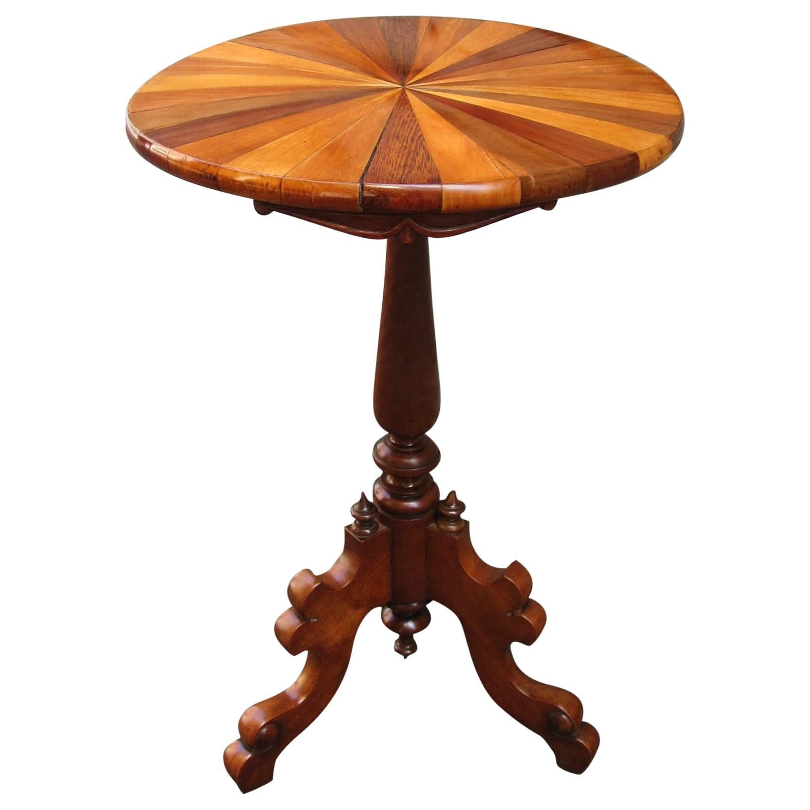 19th Century Tobagonian Specimen Wood Tripod Table Made for 1885 Exhibit