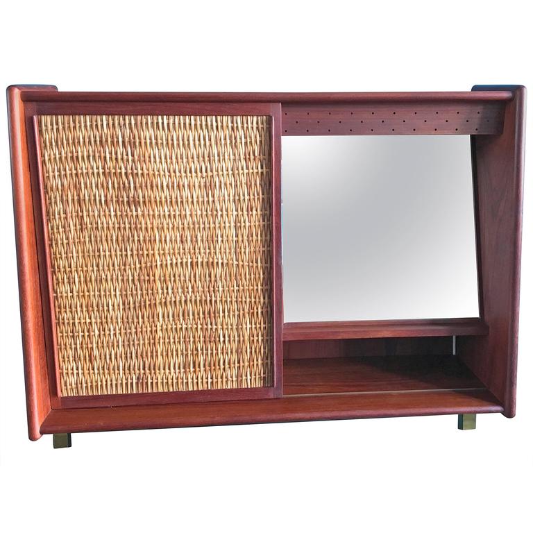 Vintage Teak Bathroom with Sliding Door and Mirror, Denmark