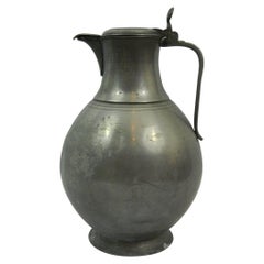 Antique Extra Large English Pewter Tankard or Water Jug, 18th Century