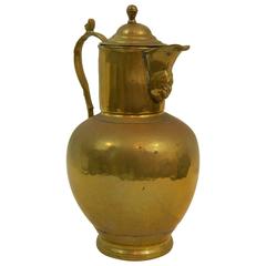 English Brass Wine Jug or Pitcher, 19th Century 1