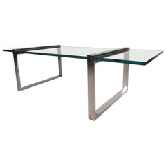 Mid-Century Modern Chrome Coffee Table in the Style of Milo Baughman