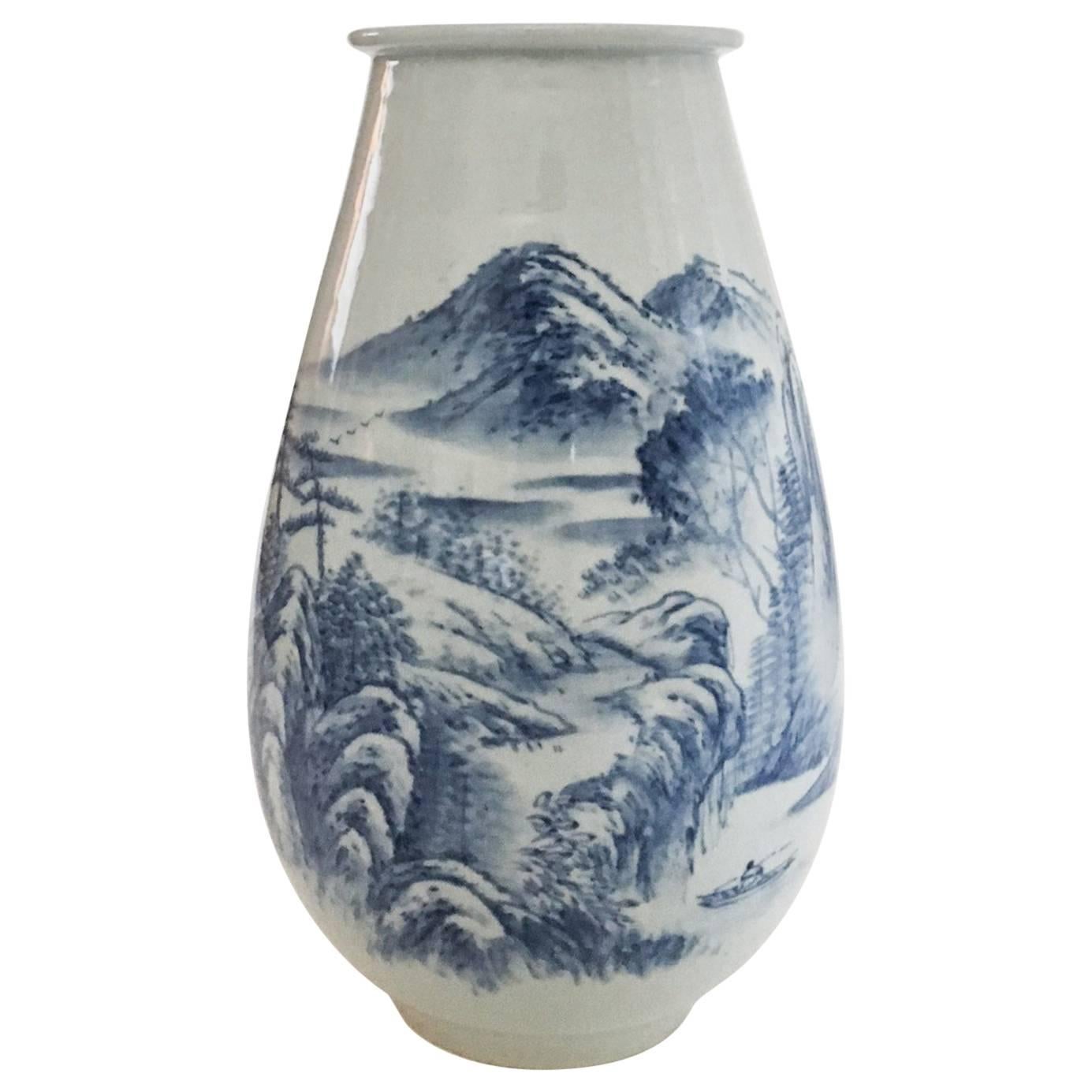 Antique Mountain Scene Hand-Painted Chinese Vase