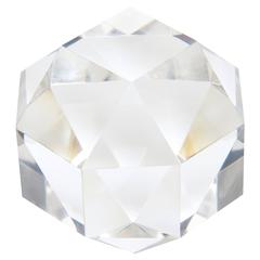 Signed Vintage Cartier Prismatic Crystal Diamond Faceted Paperweight/Sculpture