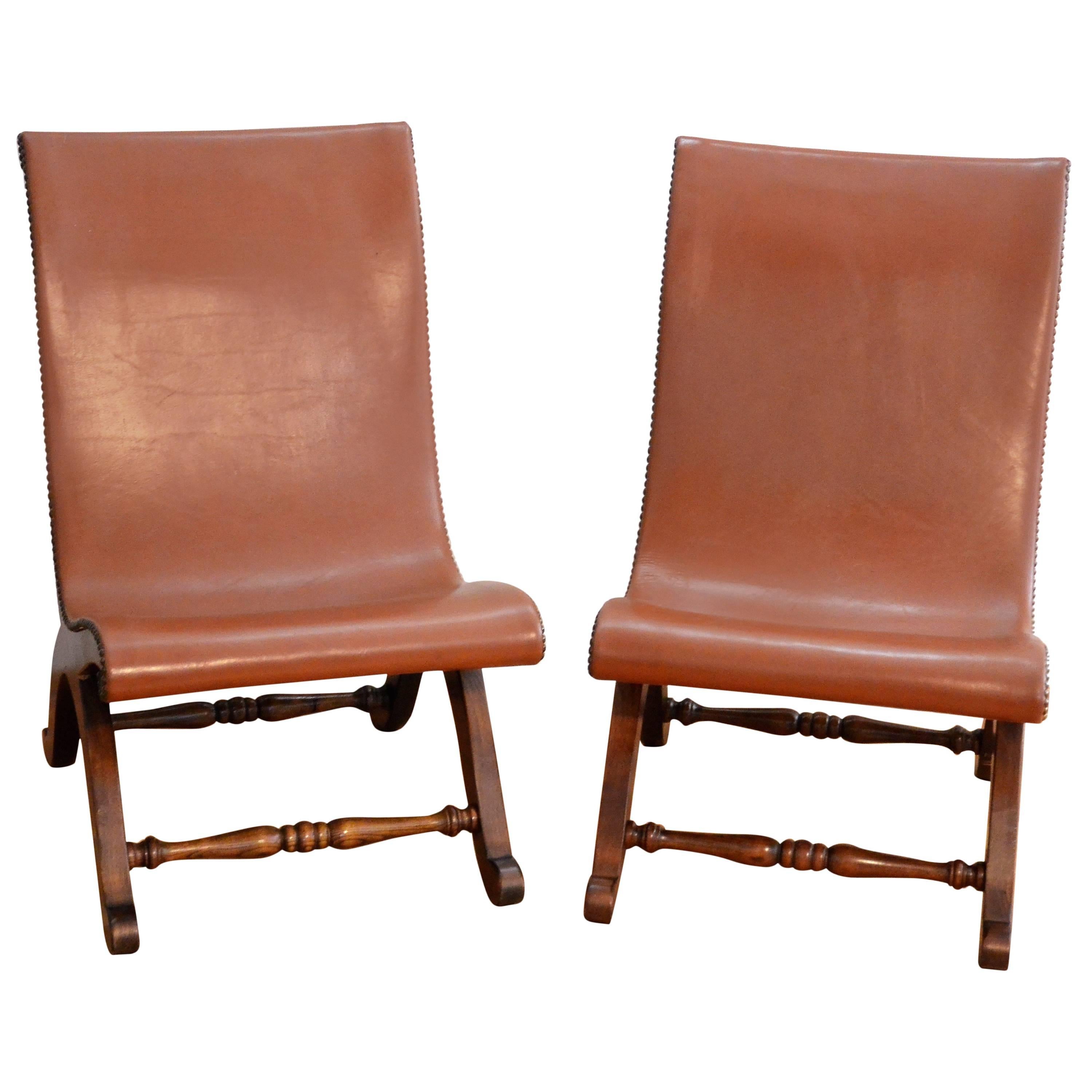Pierre Lottier for Valenti Slipper Chair pair For Sale