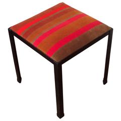Iron Stool by Danny Ho Fong Upholstered in Vintage Jack Leonor Larsen Fabric