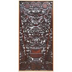 Antique and Incredibly Detailed, Large Hand Carved Mahogany Wall Panel/Plaque