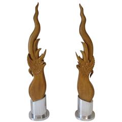 Wood Carved Squid Sculptures in the Manner of Karl Springer 8