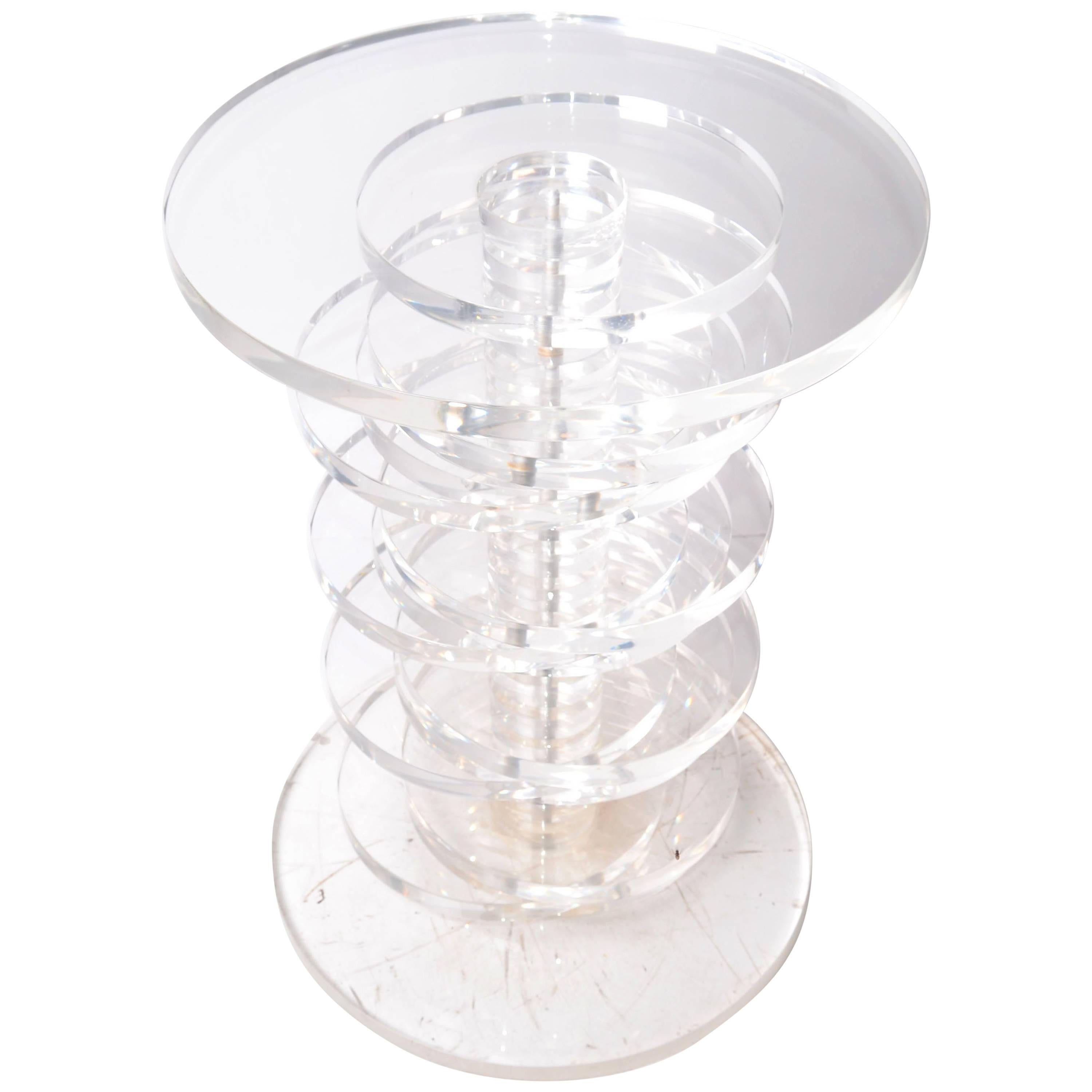 Vintage Stacked Lucite Discs Table Base Mid-Century Modern  For Sale