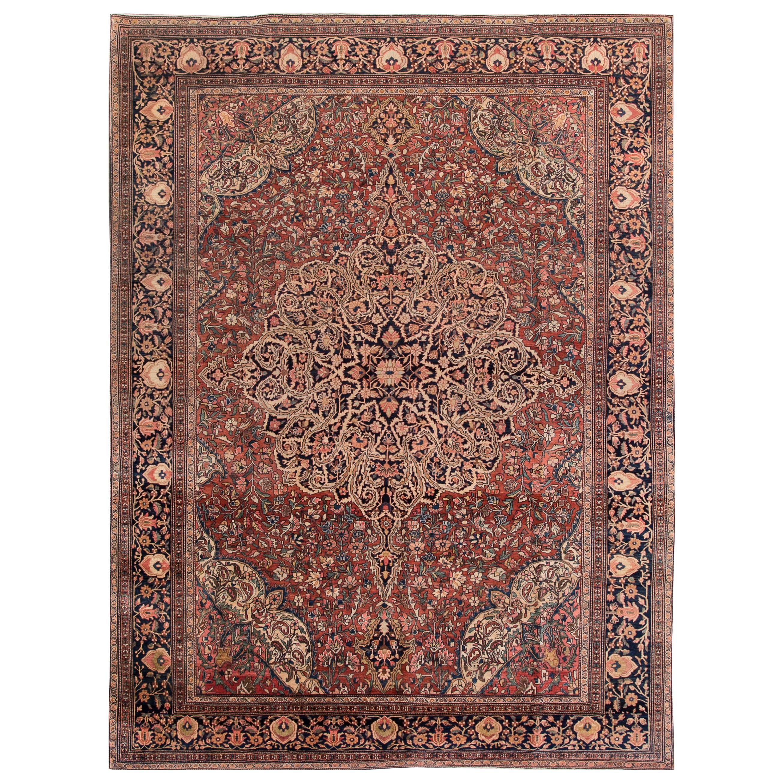 Simply Beautiful Antique Farahan Rug For Sale
