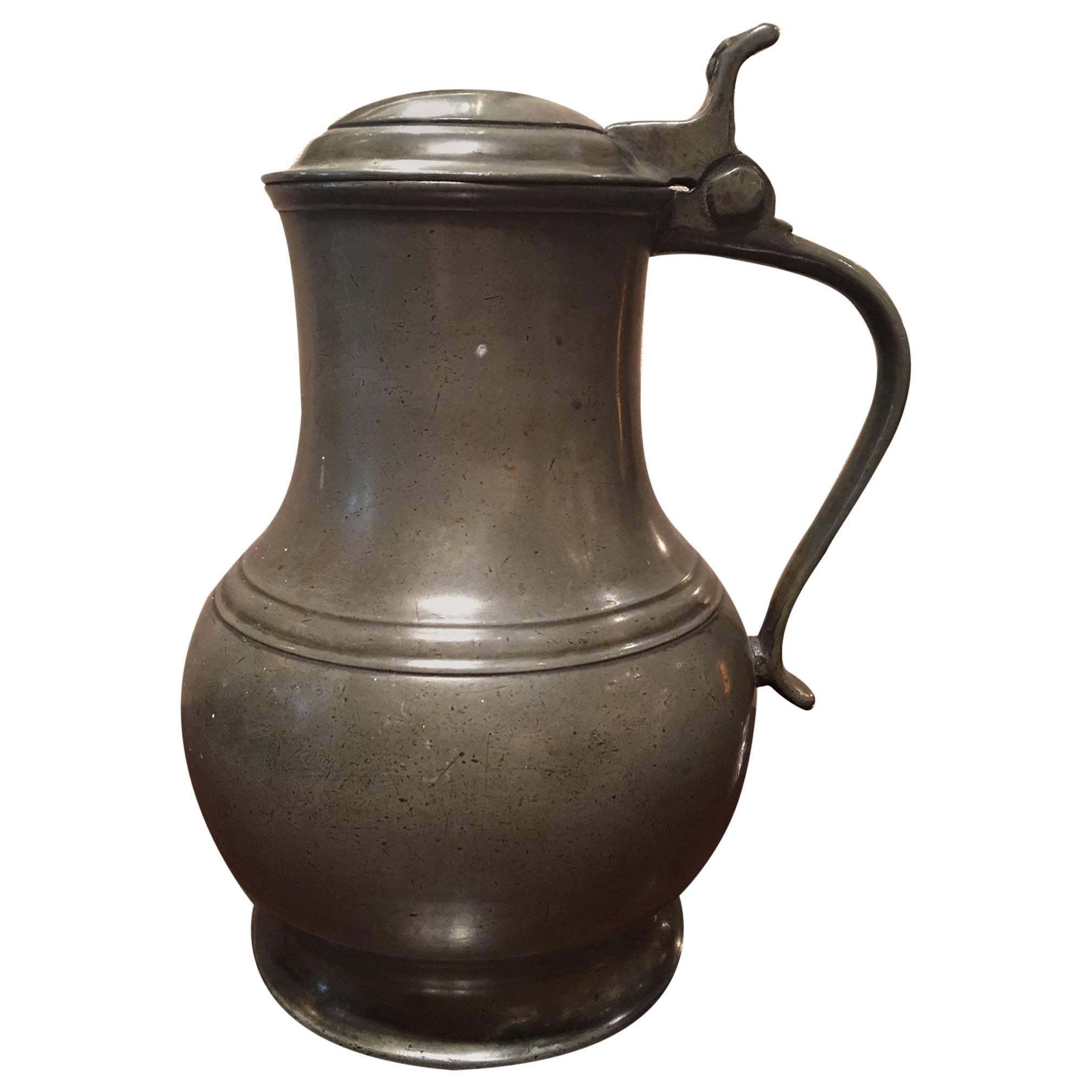 English Pewter Flagon or Tankard, 18th Century