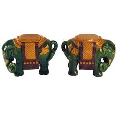 Ching Dynasty Green Glazed Elephant Garden Seats, circa 1850 9