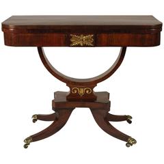 Regency Rosewood Fold over Card Table with Rare Palm Cross Banding