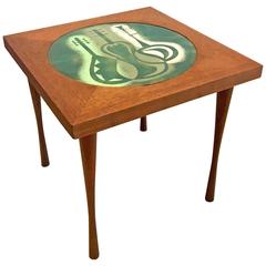 1950s American Mid-Century Modern Walnut Cocktail Table with Enameled Top