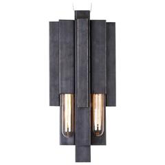 Brutalist Nouveau Pendant Light in Brass or Steel, Mid-Century Modern Lighting 12