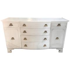 Chinoiserie White Painted Credenza or Cabinet