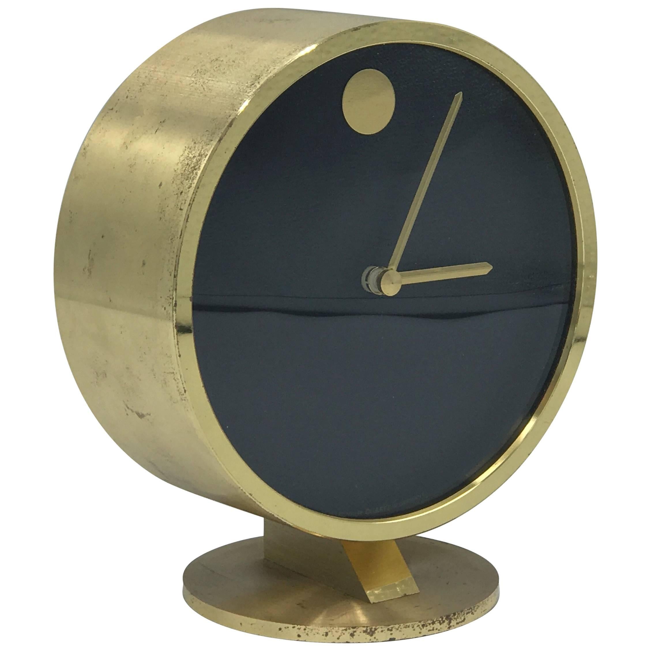 1950s Modern Brass Desk Clock