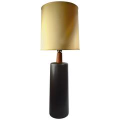 Martz Marshall Studio Ceramic and Teak Table Lamp