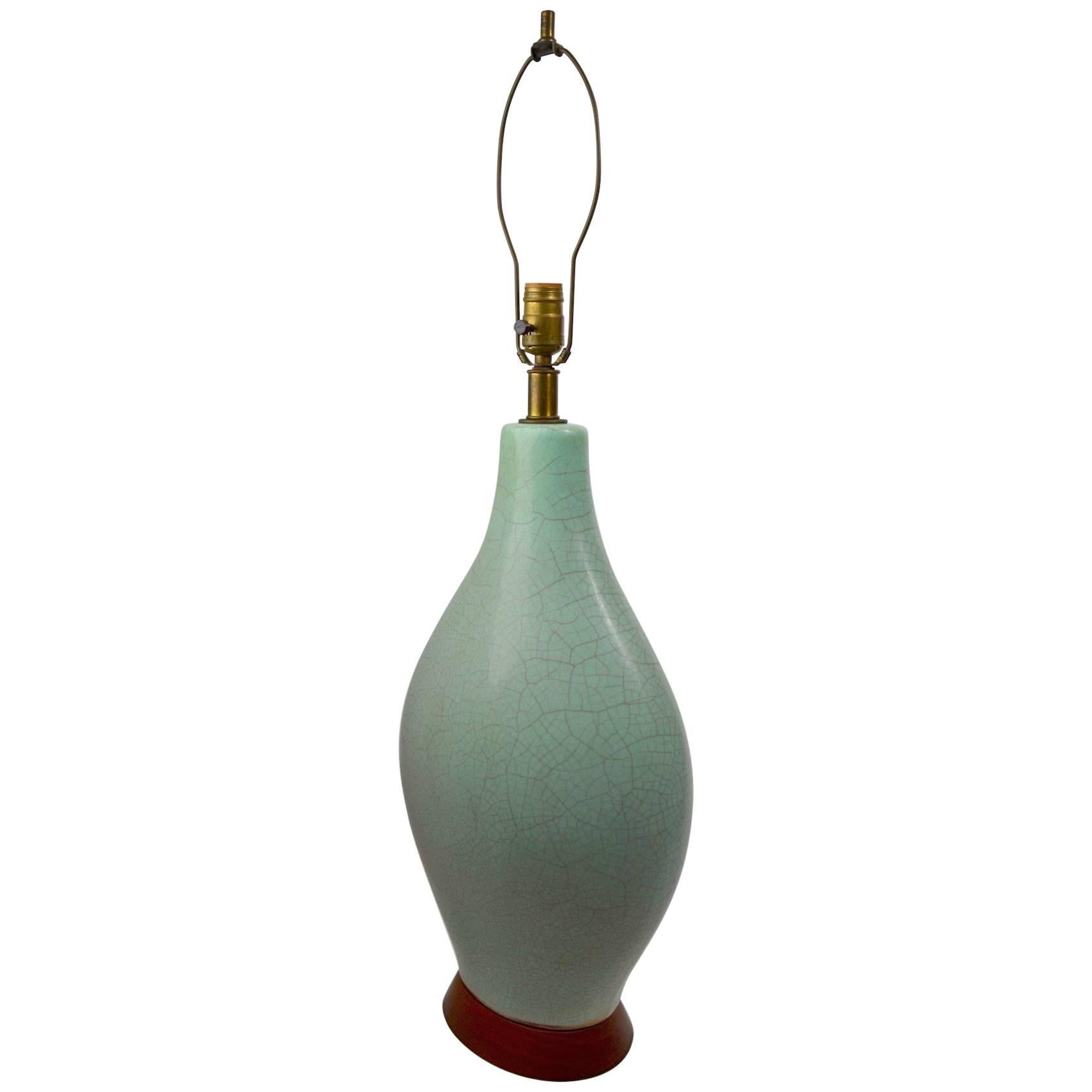 Mid-Century Celadon Ceramic Lamp