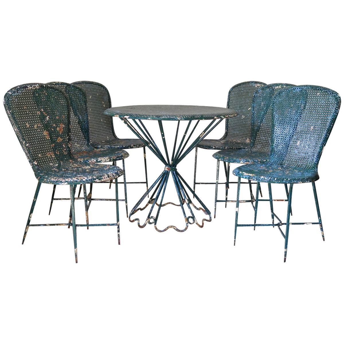 Rare Matégot "Palm Beach" Table and Chair Set, France, 1950s