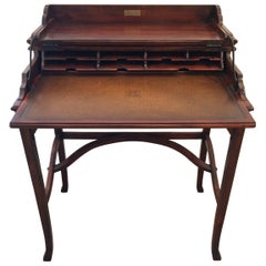 Vintage Exquisite Campaign Style Mahogany and Leather Folding Writing Desk