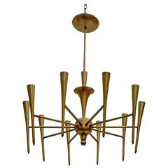 Italian Mid-Century Lightolier Style Brass Chandelier 1