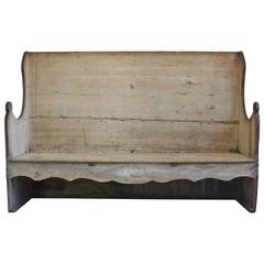 18th Century Catalan Pine Settle or Bench