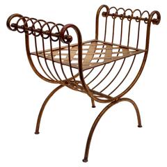 Italian Gilt Iron Bench Stool, Mid-20th Century 10
