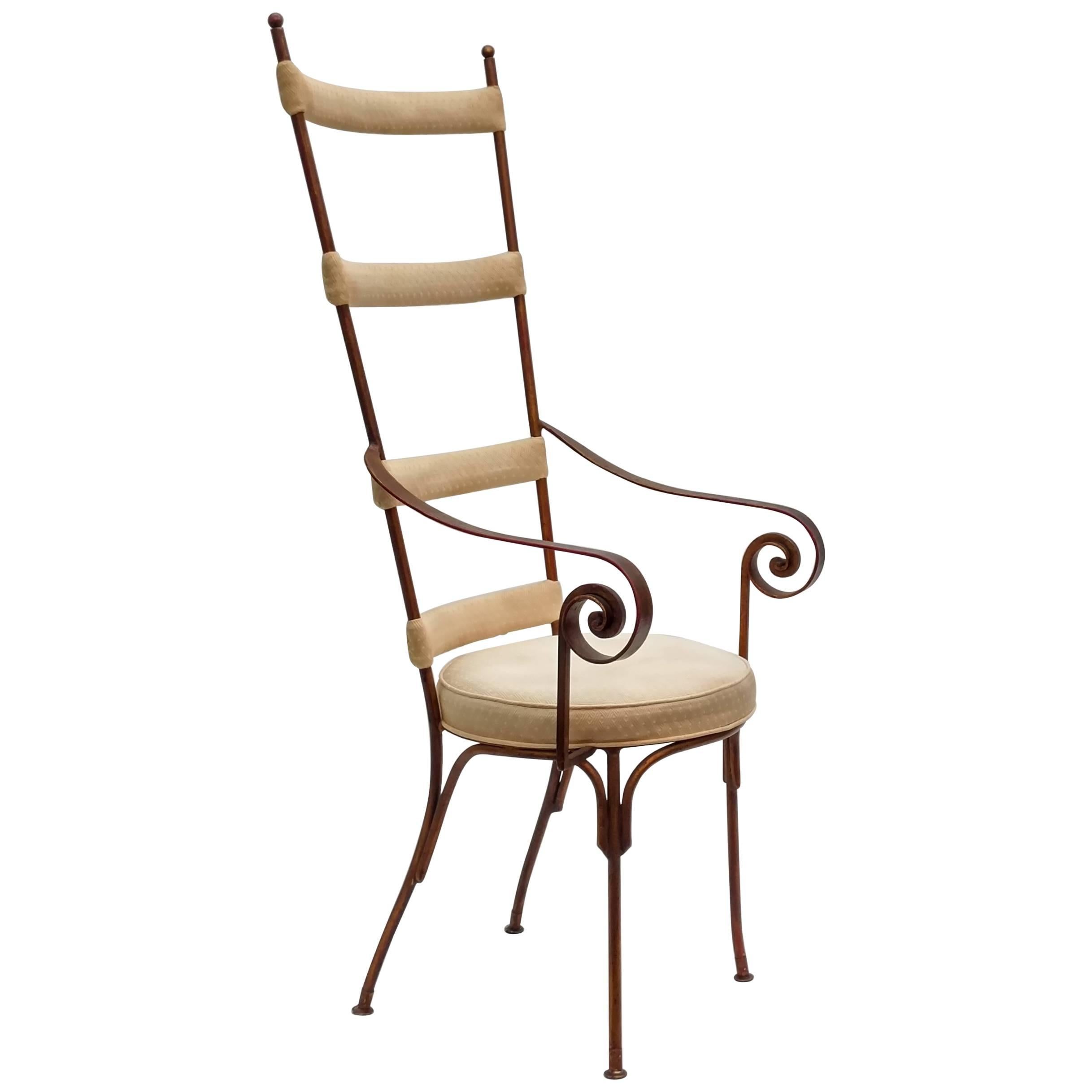 Italian Gilt Metal Mid-Century Chair
