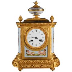 French Ormolu Clock with Sevres Style Panels