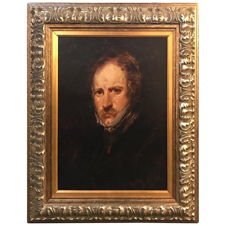 19th Century Impressionist Oil Painting Portrait of a