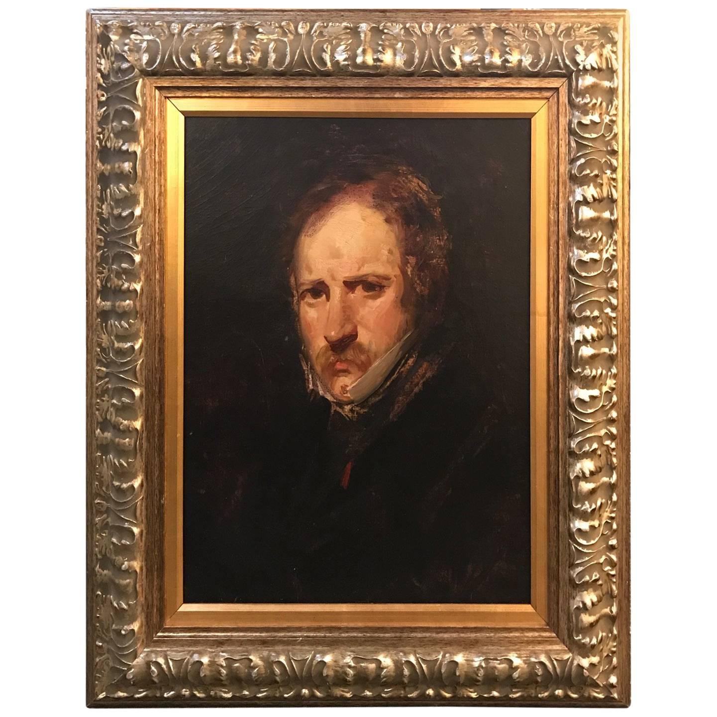 19th Century Impressionist Oil Painting Portrait of a Gentleman
