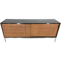 Early Florence Knoll Cane Front Black Laminate Credenza