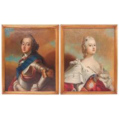 Pair of Portraits,  Denmark, Pilots Art, circa 1750