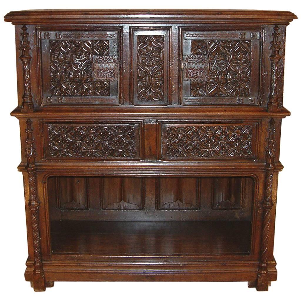 Early 16th Century Late Medieval Gothic Period Oak Court Cupboard, circa 1520 For Sale