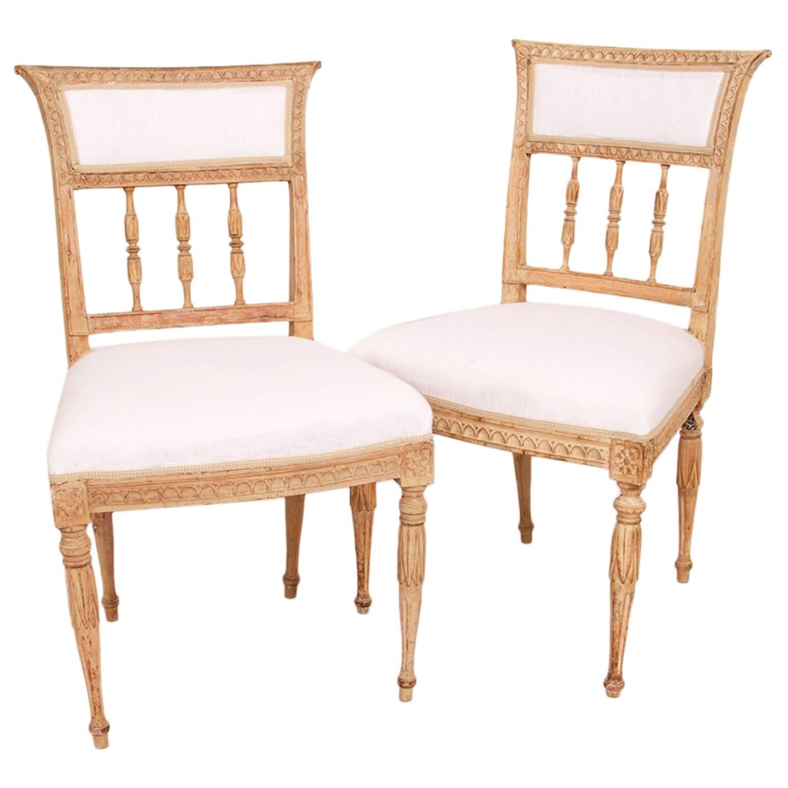 A Pair of Late Gustavian Chairs, Hallmarked circa 1810, Stockholm For Sale