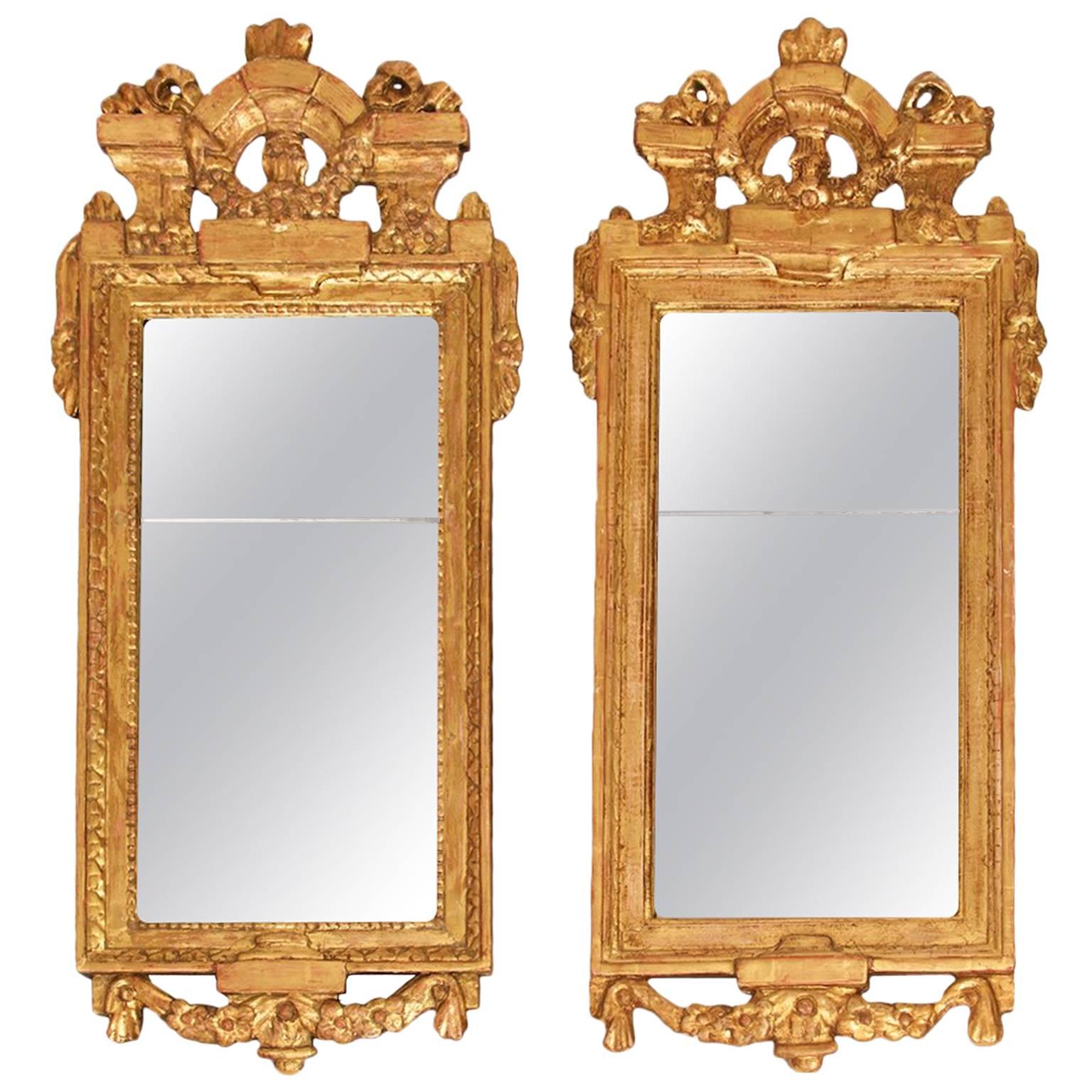A Gustavian Pair of Guilded Mirrors, by Johan Åkerblad, Stockholm, Sweden 1780.  For Sale