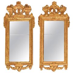 A Gustavian Pair of Guilded Mirrors, by Johan Åkerblad, Stockholm, Sweden 1780. 