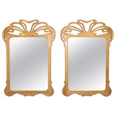 Pair of Art Nouveau Carved Mirrors