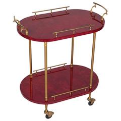 Aldo Tura Red Lacquered Serving or Bar Cart 11