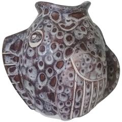 Large Fish Ceramic Vase Signed Zais Vallauris, France, 1960s