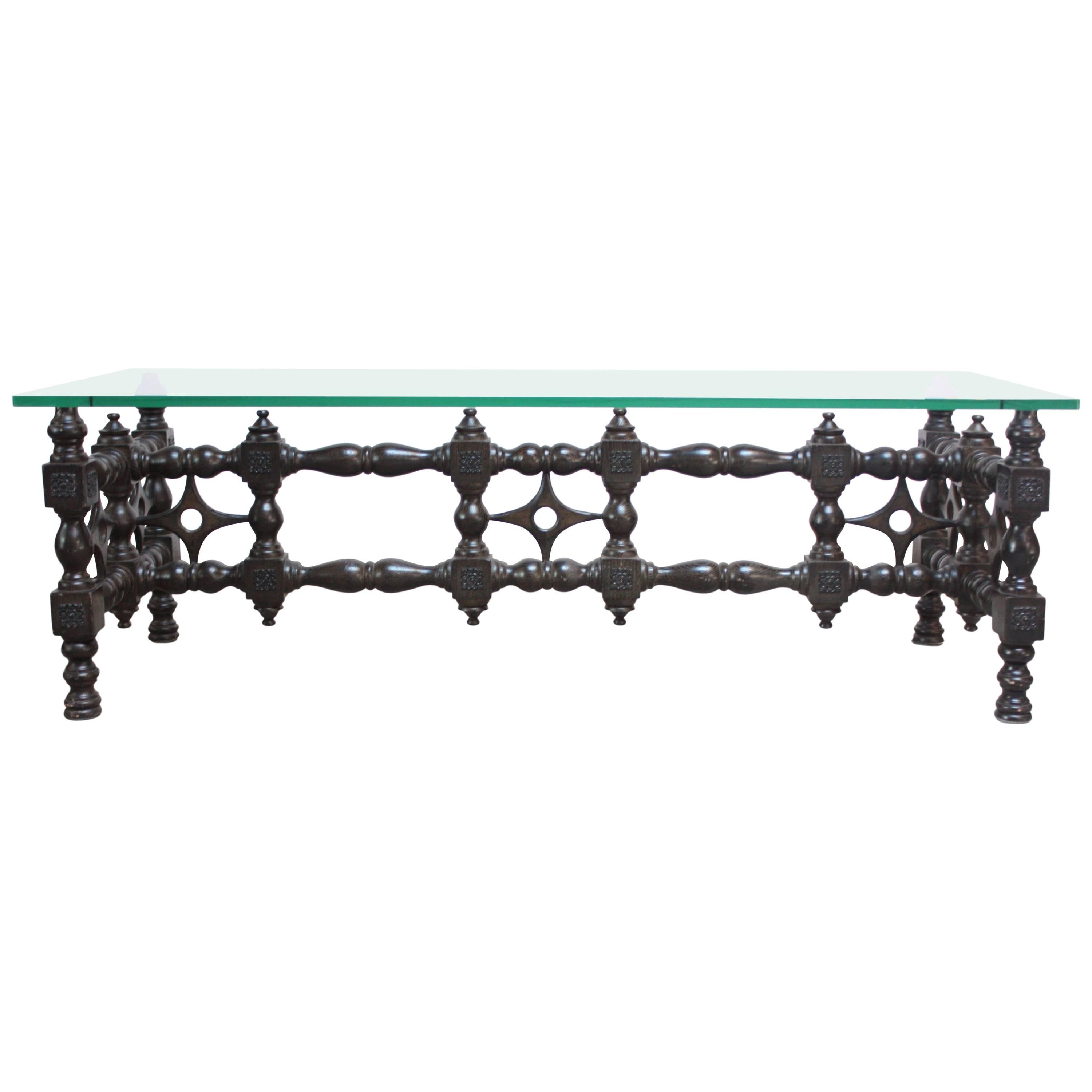 Renaissance-Style Carved Ebonized Oak Coffee Table