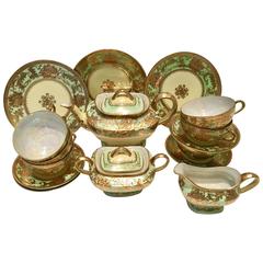 Retro 1920s Japanese Porcelain Lusterware 22-Karat Gold Gilt Tea Set of 18 Pieces