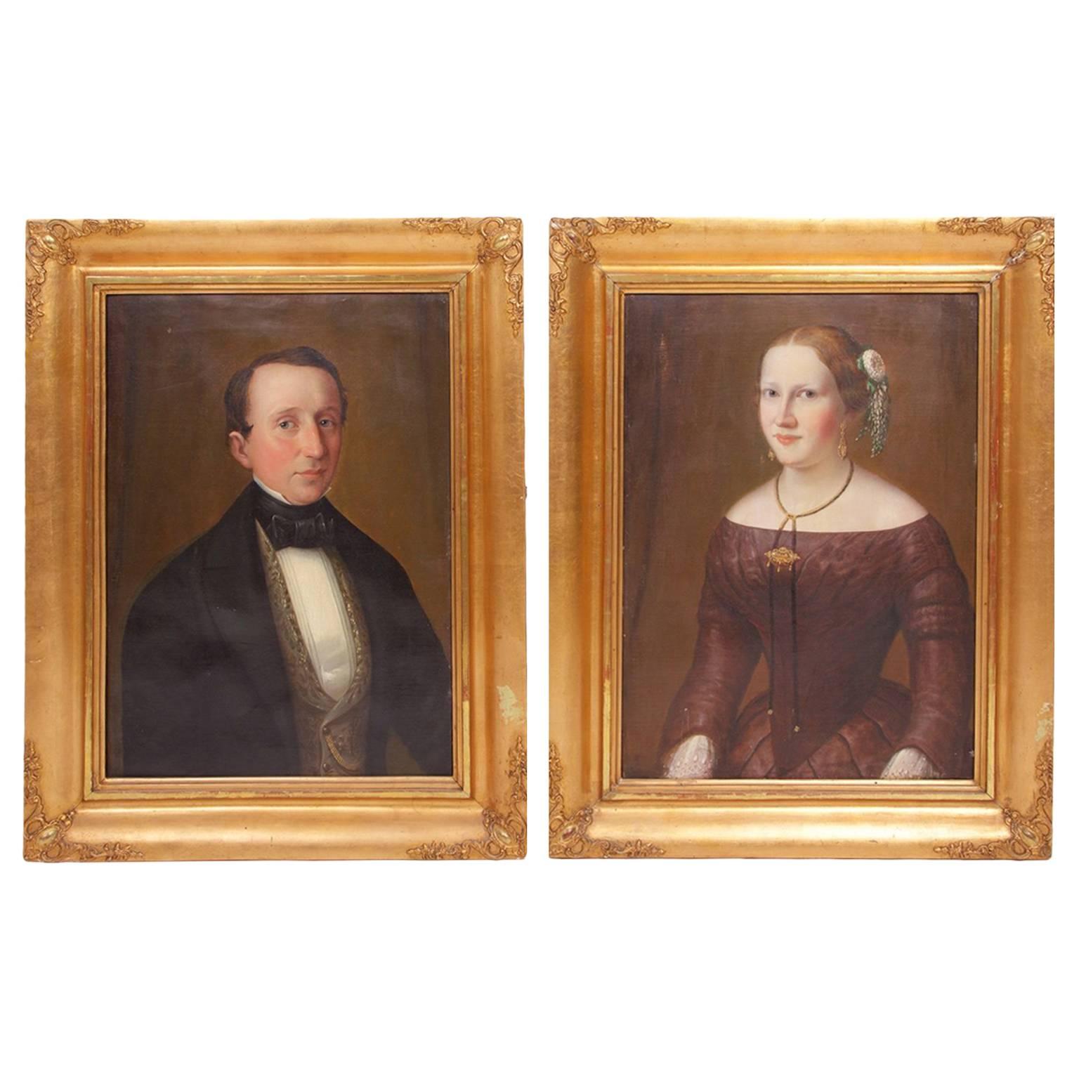 Pair of 19th Century Portrait, Depicting Helene and Otto Malmborg, Sign Lehman For Sale