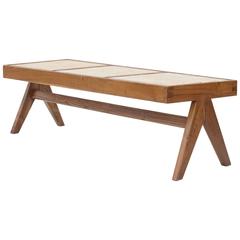 Pierre Jeanneret, Rare Chandigarh Caned Bench,